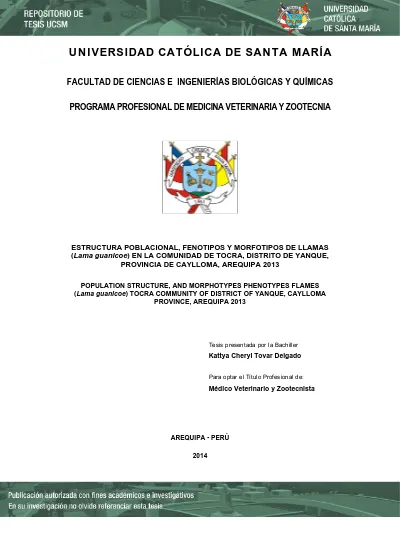 Estructura Poblacional Fenotipos Y Morfotipos De Llamas Lama Guanicoe