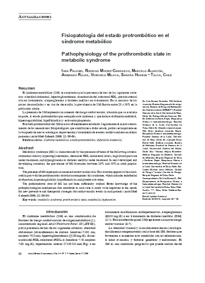 Fisiopatología del estado protrombótico en el síndrome metabólico