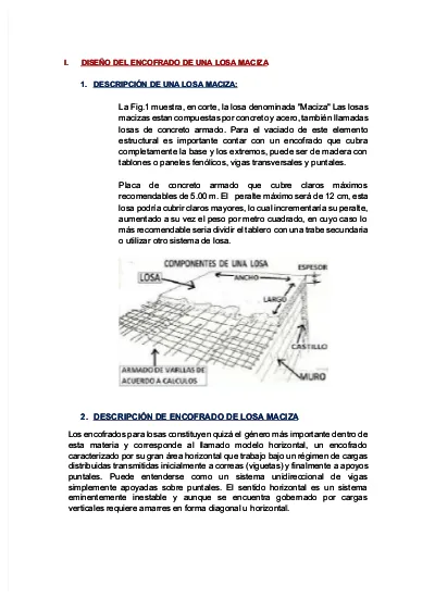 Dise O Del Encofrado De Una Losa Maciza Docx