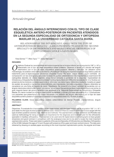 Relación del Ángulo Interincisivo con el tipo de clase Esquelética