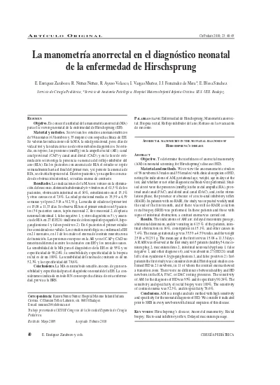 La Manometra Anorrectal En El Diagnstico Neonatal De La Enfermedad De Hirschsprung