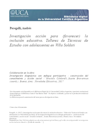 Investigaci N Acci N Para Favorecer La Inclusi N Educativa Talleres