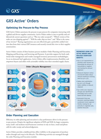 GXS Active Orders Optimising The Procure To Pay Process Order