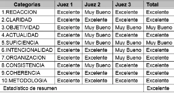 Tabla N°05: Tabla de opinión de expertos 