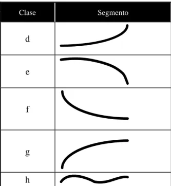 Figura 2.9. Los cinco tipos de segmentos que se generan cuando se alcanza la cota  de error.