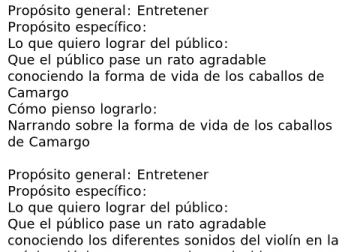 Cuadro 1. Propósitos específicos de discursos para  entretener 
