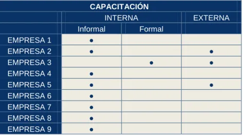 Tabla 3: Capacitación en las PyME  Fuente: Elaboración propia  