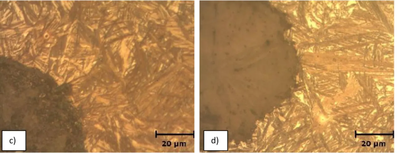 Figura 35. Imágenes de microscopio a) c) ADI 280 b) d) ADI 360 