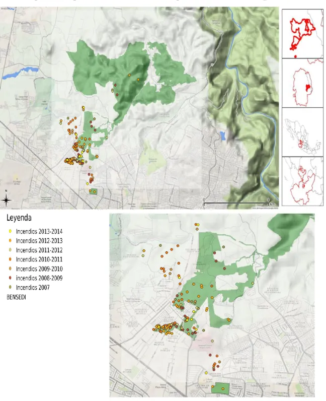 Mapa 8.1. Mapa de incendios controlados por el Comité Salvabosque. 