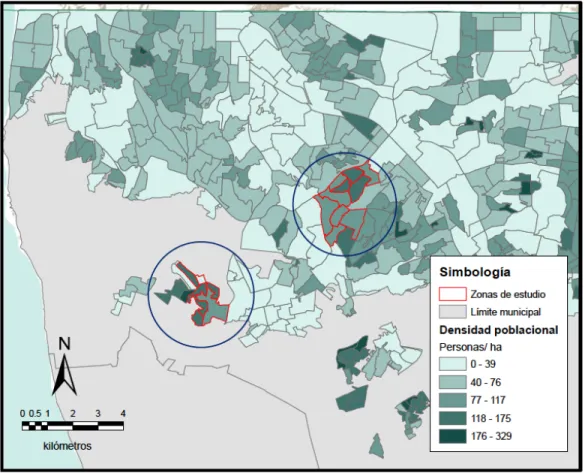 Mapa 4.1 Densidad de población por  AGEB , Tijuana, 2010 