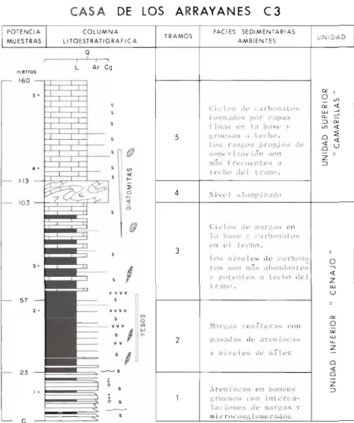 Fig.  2.7. Columna litoestratigráfica de  la sección de Casa de Los Arrayanes. 