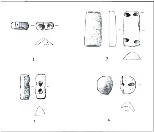 Figura 11. Tipos de botones de perforación  en "V" documentados en El Cuchillo