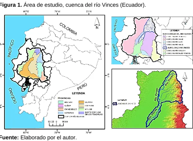 Figura 1. Área de estudio, cuenca del río Vinces (Ecuador). 