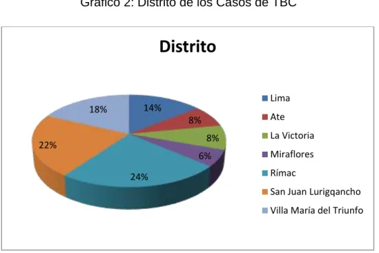 Gráfico 2: Distrito de los Casos de TBC 