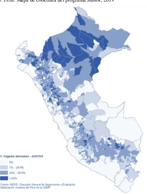 Figura 5. Perú: Mapa de cobertura del programa Juntos, 2019 