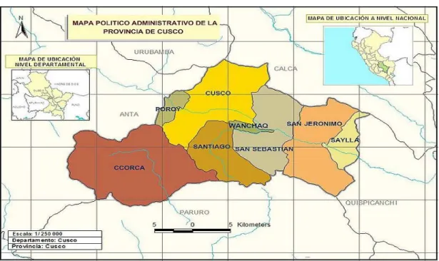 Figura 1. Distritos de la Provincia del Cusco 