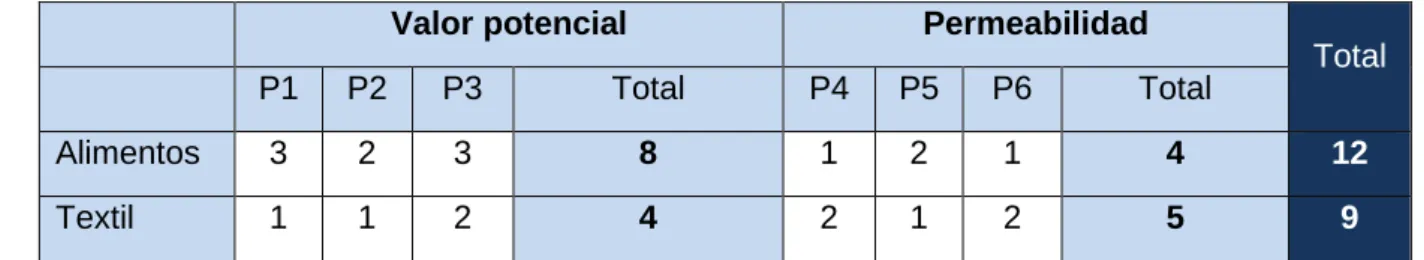 Tabla 11: Resumen de puntajes. 