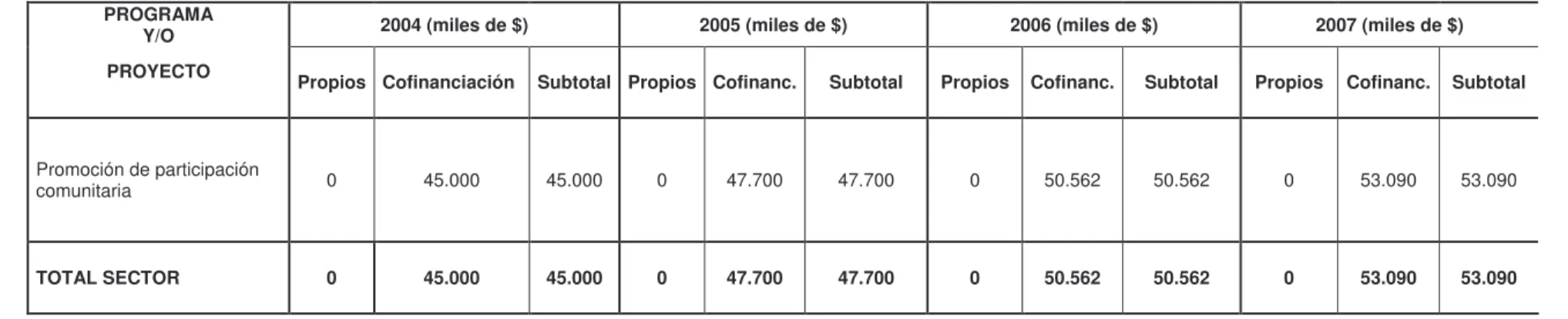 CUADRO 12.  PLAN PLURIANUAL DE INVERSIONES 2004-2007. 