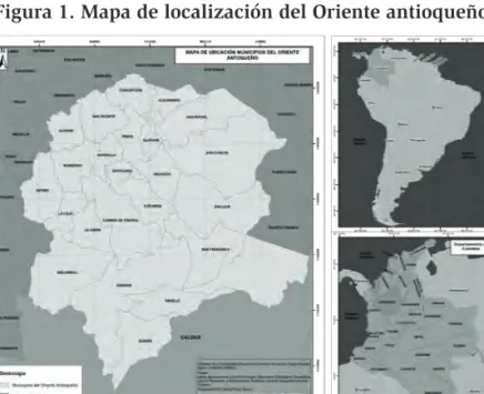 Figura 1. Mapa de localización del Oriente antioqueño