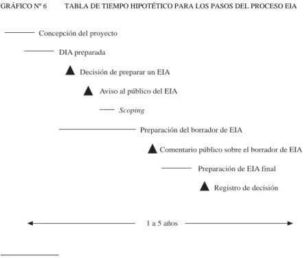 GRÁFICO Nº 6 TABLA DE TIEMPO HIPOTÉTICO PARA LOS PASOS DEL PROCESO EIA