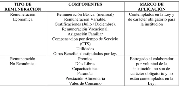Tabla 45 - Tipo de remuneraciones  TIPO DE 