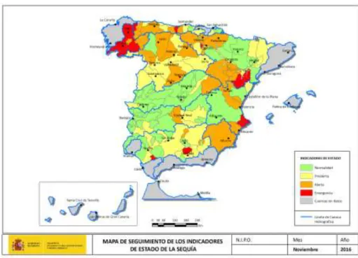 MAPA DE INDICADORES DE ESTADO DE SEQUÍA – NOVIEMBRE 2016  