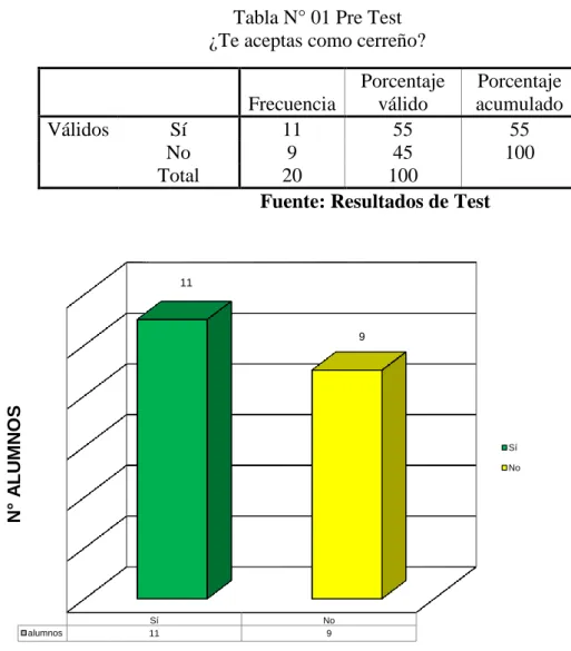 Tabla N° 01 Pre Test 
