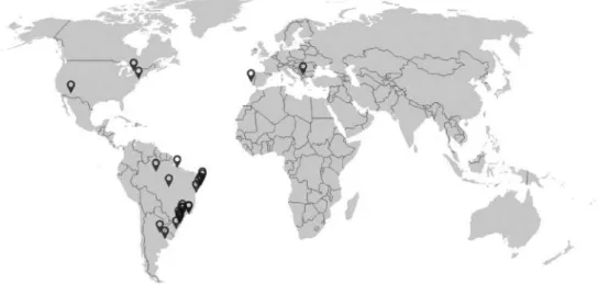 Imagem 1: Mapa de algumas cidades que enviaram cartas ao  somos . 