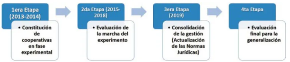 Figura 2.  Etapas del proceso experimental de creación  y funcionamiento de CNoA