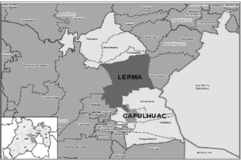 Mapa 1: Localización de municipios de Capulhuac y Lerma 