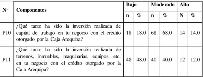 TABLA  N° 04: INVERSIÓN DE CRÉDITOS 
