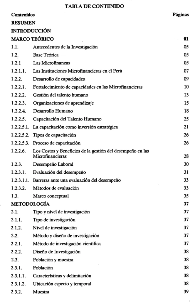 TABLA DE CONTENIDO  Contenidos 