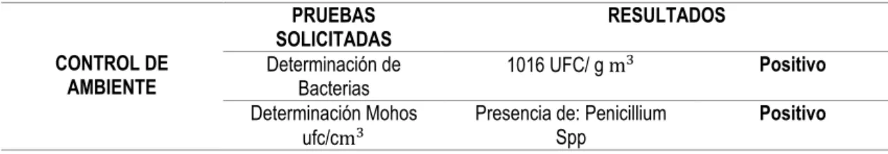 Tabla 9. Control de Ambiente (Final) 