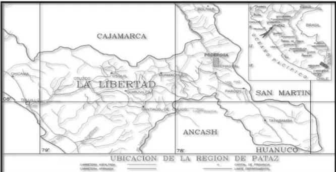 Figura 2: Ubicación de Compañía Minera Poderosa S.A. Región la Libertad. 