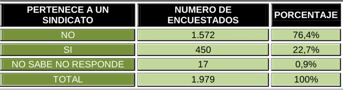 Tabla 6: Negocios Pertenecientes A Un Sindicato. 