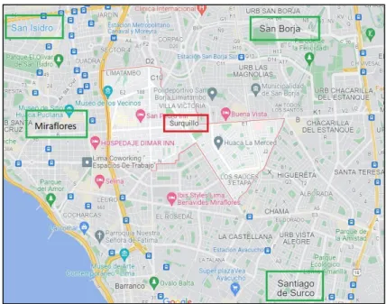 Anexo 18. Mapa limítrofe del distrito de surquillo 