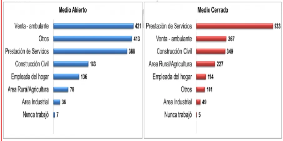 Cuadro 11.- Ocupación antes de ingreso según modalidad de atención 