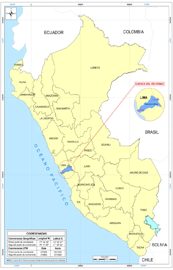 Figura 4.11. Mapa de ubicación de cuenca del rio Rímac (ANA, Estudio  Hidrográfico cuenca rio Rímac, 2010, p