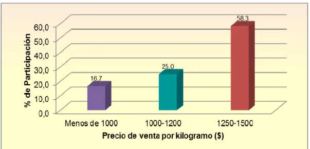 Gráfico 13.  Precio de venta al productor por kilogramo de panela 