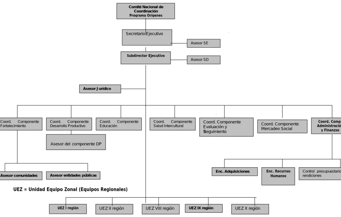 TABLA 1: ORGANIGRAMA PROGRAMA ORÍGENES 