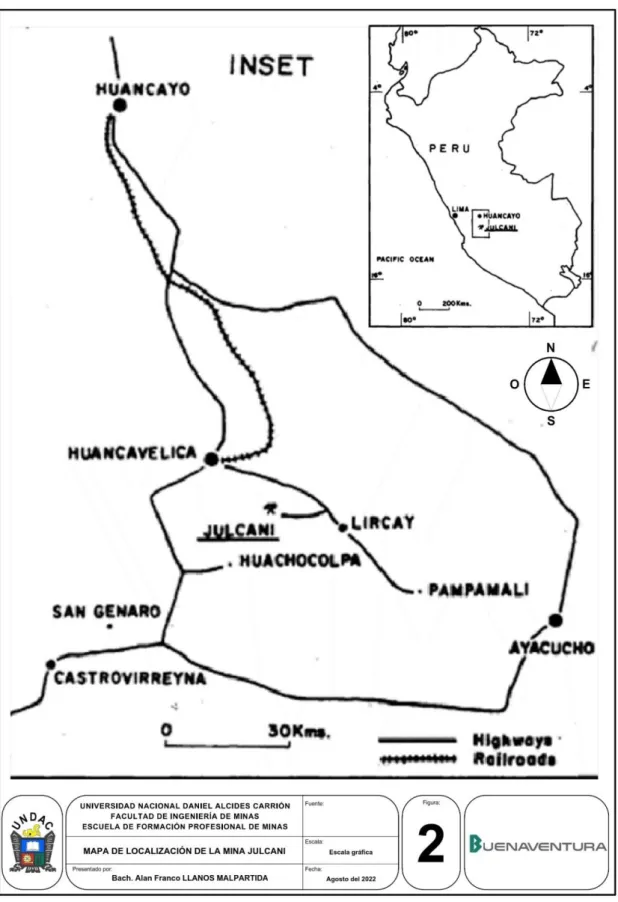 Figura 2. Mapa de Localización de la Mina Julcani. 