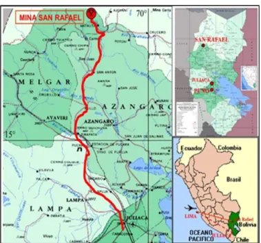 Figura  1.- Mapa de ubicación de la mina San Rafael. 