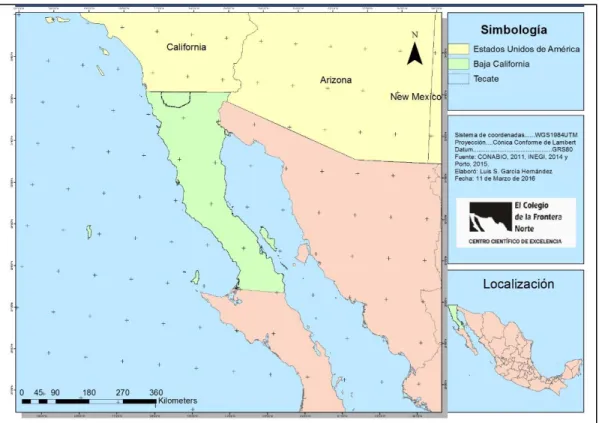Mapa 3.2 Localización del estado de Baja California 
