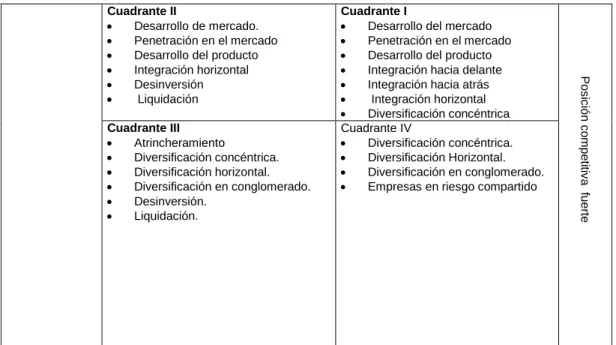 Cuadro 5. Ejemplo matriz de la gran estrategia 