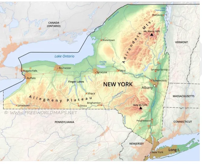 MAPA FÍSICO DE NUEVA YORK 