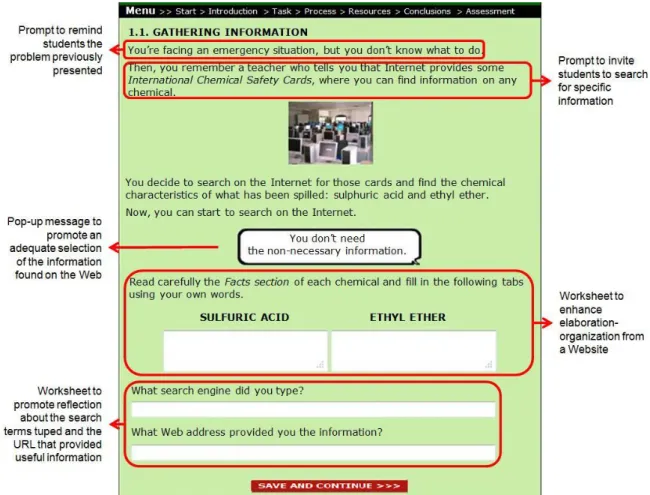 Fig. 2 presents an example of a scaffolded section of one of the web-based  instructional activities, this activity was entitled: Toxic waste management