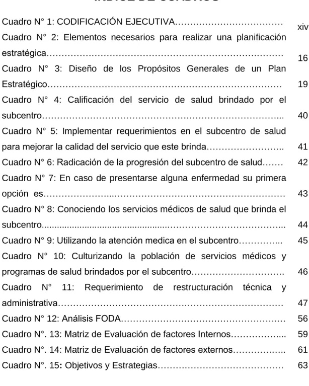 Cuadro N° 1: CODIFICACIÓN EJECUTIVA………………………………