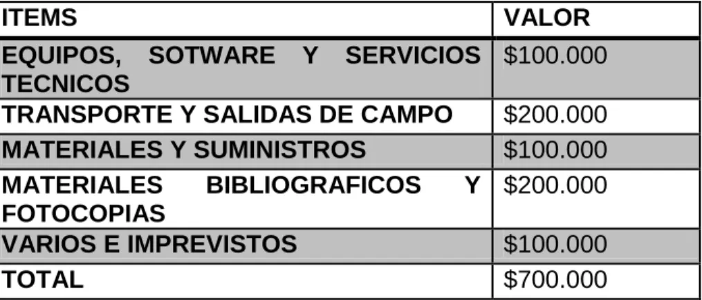 Cuadro  5. Presupuesto 