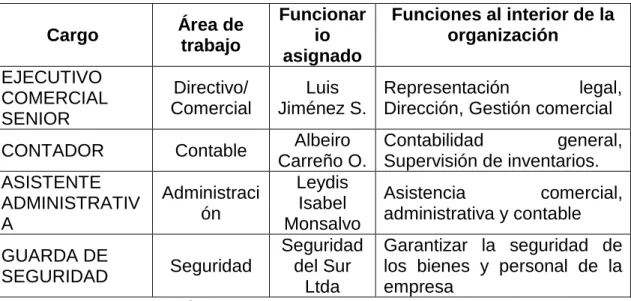 Cuadro 13. Estructura organizacional 