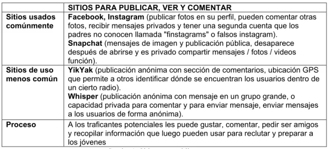 Cuadro 1. Sitios para publicar, ver y comentar 